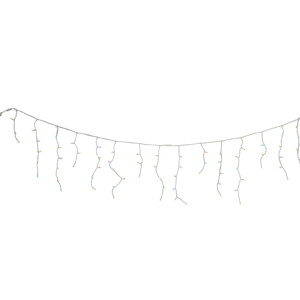 KSA 70 Count Multi-Color LED 5MM Icicle Christmas Lights, 7.5 ft White Wire